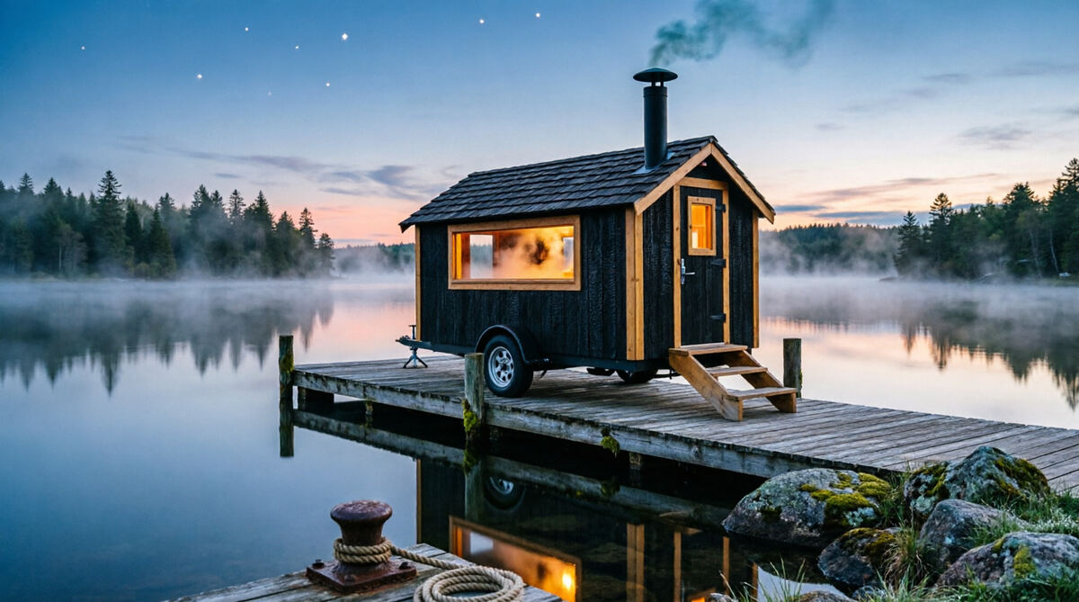 Lakeside Four mobile wood-fired sauna, delivered